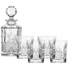 Galway Crystal Set of 4 Kells Whisky Tumblers with Decanter